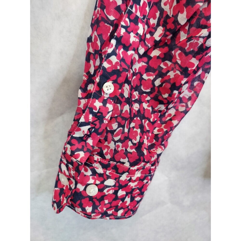 Gant Button Up Shirt Blouse Women's 12 Silk Cotton Pink Floral Collared Preppy - Picture 10 of 15
